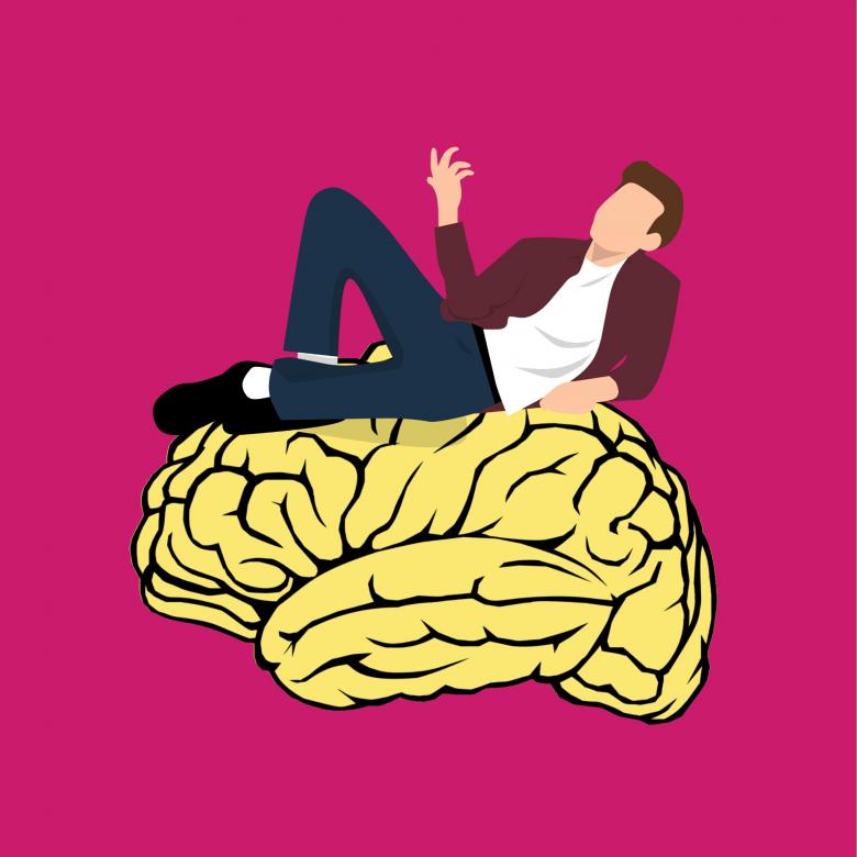 Free stock image of Man Thinking - Yellow Brain Illustration created by mohamed hassan