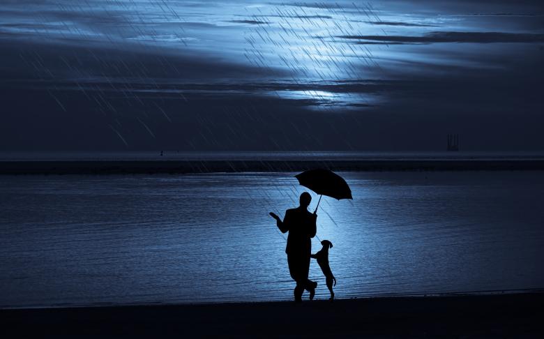 Free stock image of Man and Dog in the Rain created by mohamed hassan