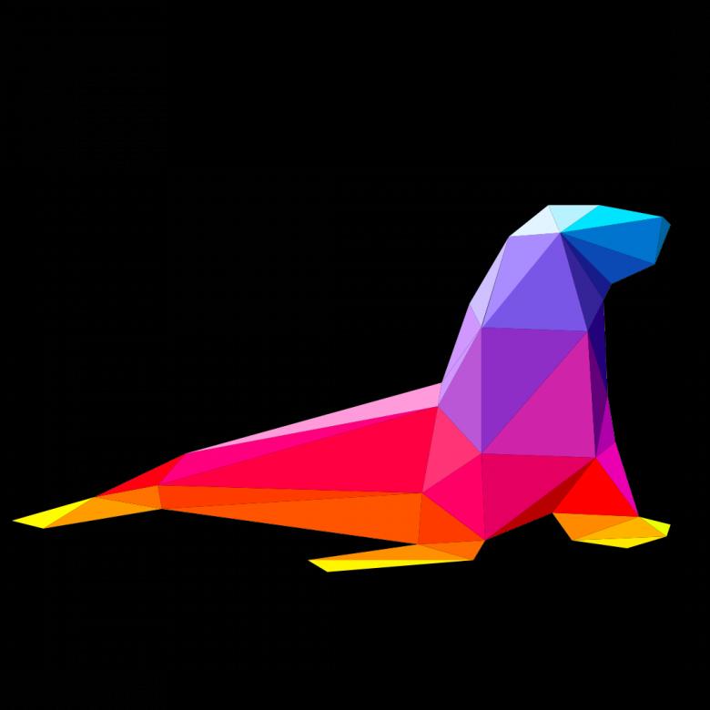 Free stock image of Colorful Polygonal Seal created by Helen
