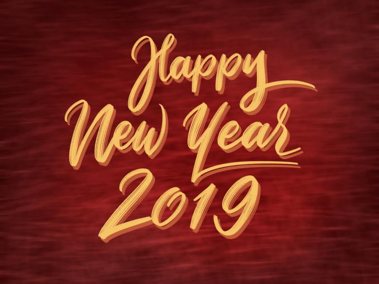 Free stock image of Happy New Year 2019 Yellow Text created by Chekokiart