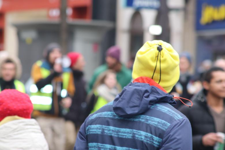 Free stock image of demonstrator with a yellow... cap! created by GAIMARD Jacques