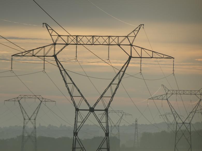 Free stock image of High-voltage pylons at sunrise created by GAIMARD Jacques