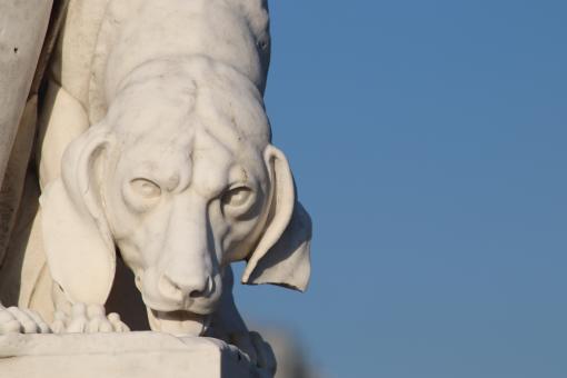 Free Stock Photo of Detail of dog stone sculpture
