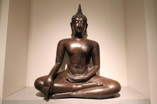 Fine Khmer wood sculpture of sitting Buddha - Free Stock Photo
