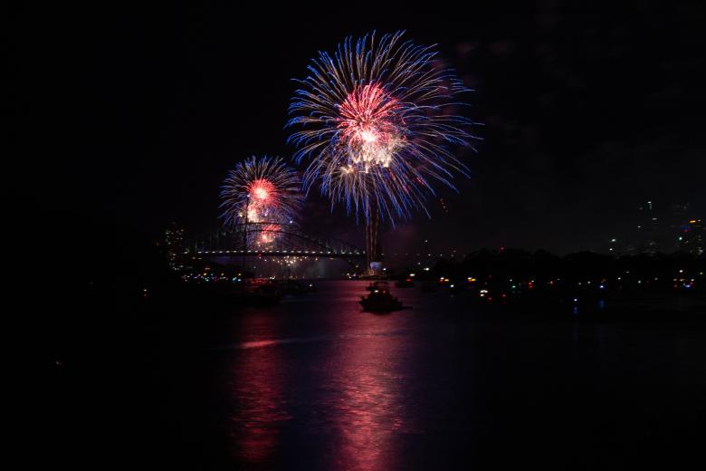 Free stock image of Fireworks Over the Sydney Harbour Bridge created by Tom Hill