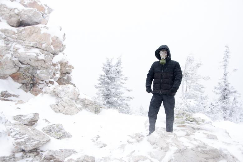 Free stock image of Man in mask in winter landscape created by 2happy