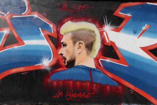Free Stock Photo of Graffiti of famous football player