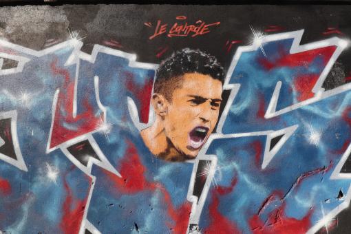 Free Stock Photo of Graffiti of famous football player