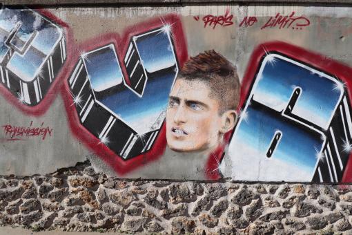 Free Stock Photo of Graffiti of famous football player