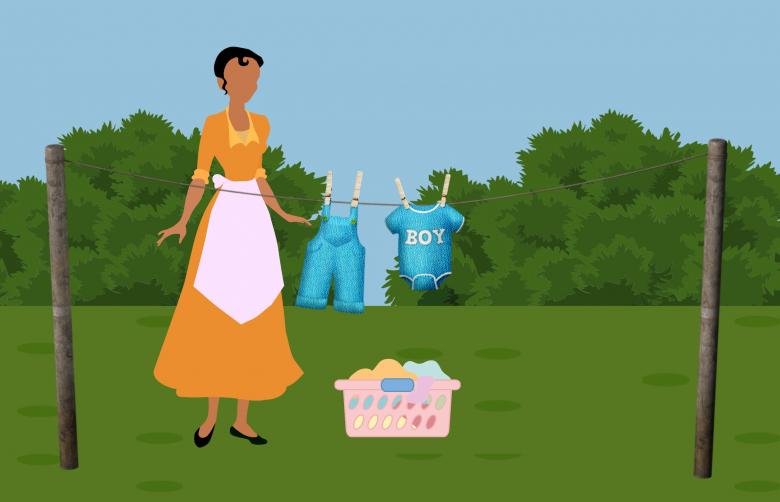 Free stock image of Woman Doing Laundry - Illustration created by mohamed hassan