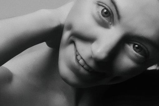Happy Woman Black and White Portrait - Free Stock Photo