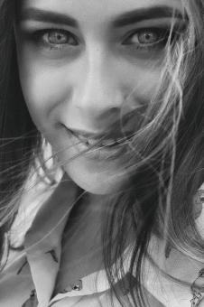 Happy Girl Portrait - Black and White - Free Stock Photo