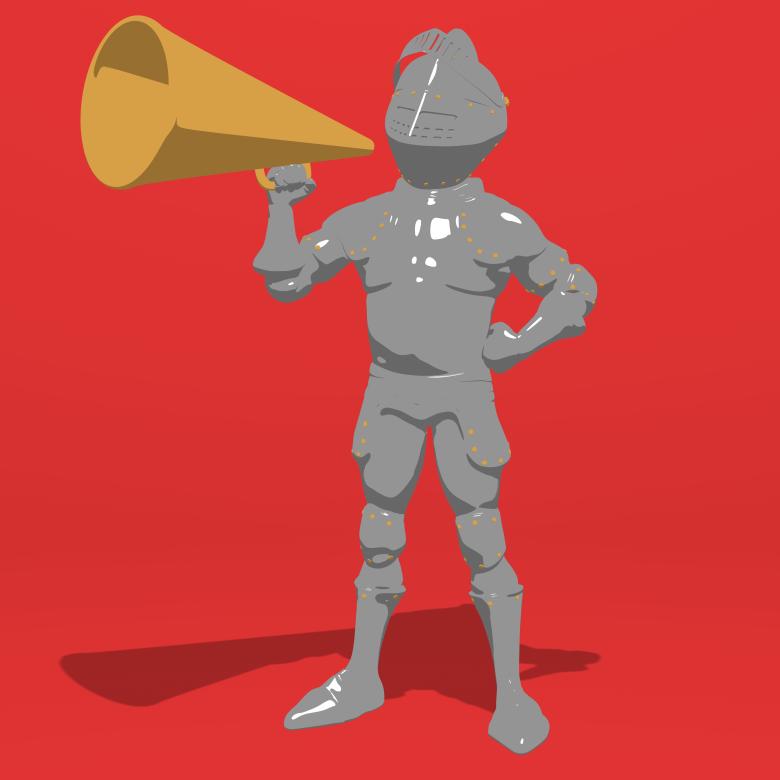Free stock image of Knight with Megaphone on Red created by Julien Tromeur