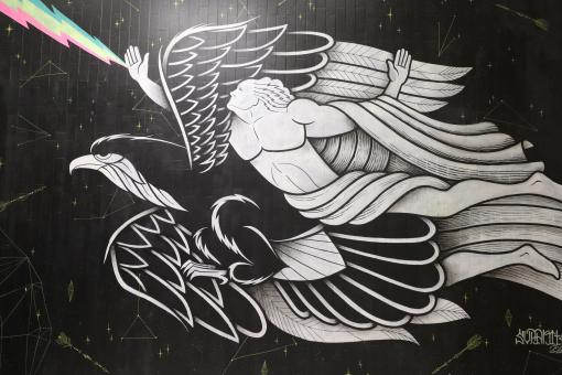 Free Stock Photo of Black and white eagle wall painting