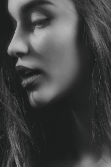 Portrait of Beautiful Female - Black and White - Free Stock Photo