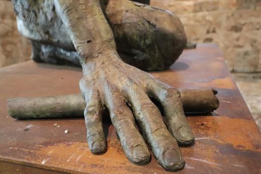 Free Stock Photo of Bronze hand sculpture close-up