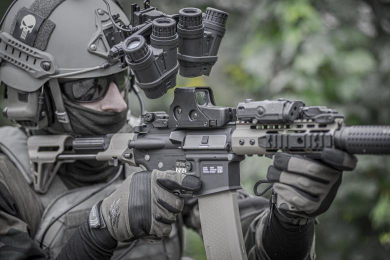 Free stock image of Man with carbine airsoft replica created by Specna Arms