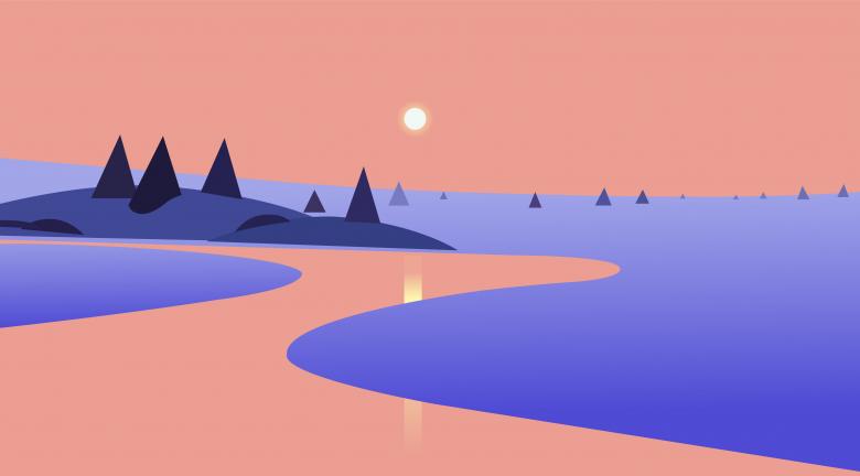 Free stock image of Nature landscape illustration with sunset created by Pontep Lueangon