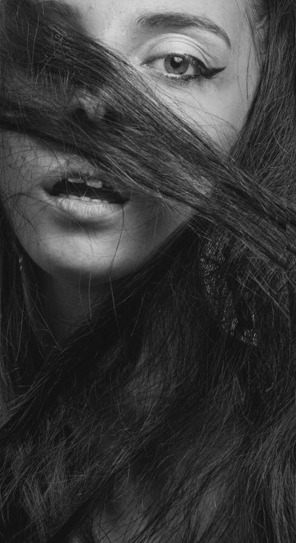 Free stock image of Dark Haired Lustful Model - Black and White created by Alexander Krivitskiy