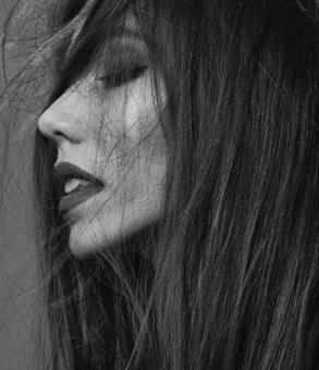 Model Profile - Dark Hair - Black and White - Free Stock Photo