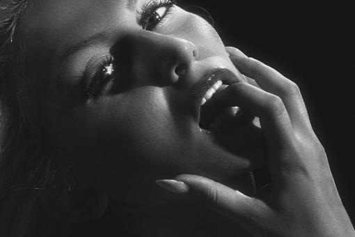 Seductive Model Portrait - Black and White - Free Stock Photo