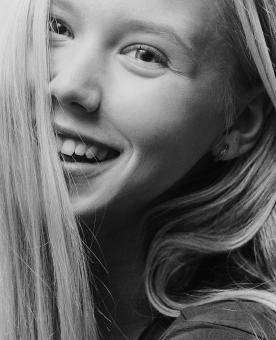 Happy Blond - Model Portrait in Black and White - Free Stock Photo