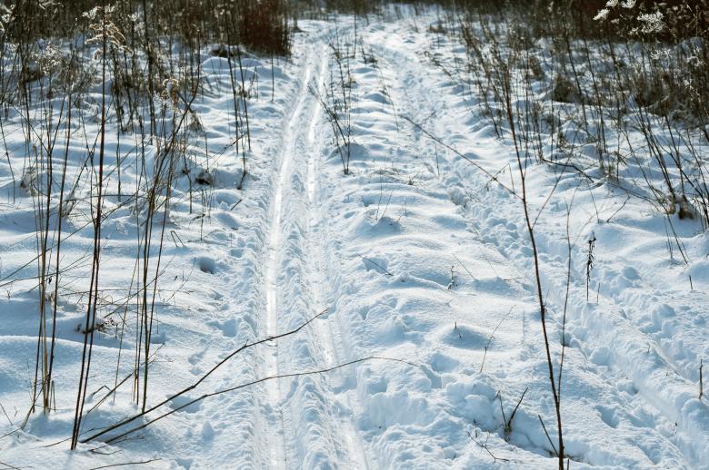 Free stock image of Ski tracks in the snow created by Nadezhda
