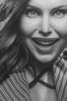 Happy Female - Black and White Portrait - Free Stock Photo
