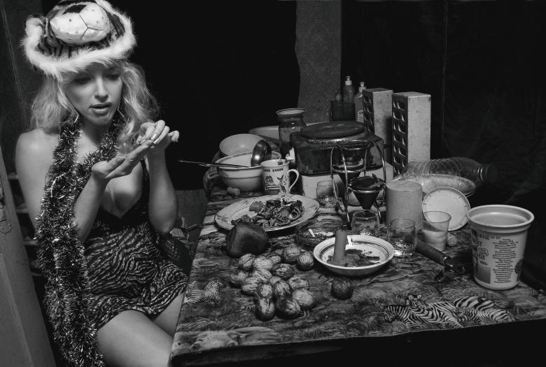 Free stock image of Girl by the Dinner Table - Monochrome created by Alexander Krivitskiy
