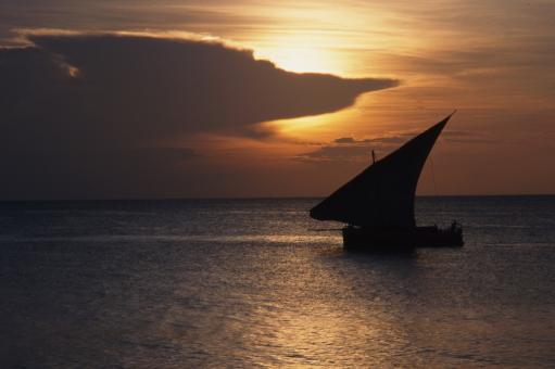 Sunset over the ocean in Zanzibar