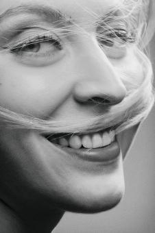 Happy Girl - Black and White Portrait - Free Stock Photo