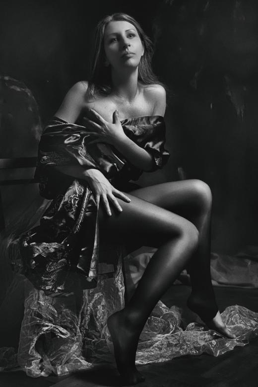Free stock image of Model Posing in Dress - Monochrome created by Alexander Krivitskiy