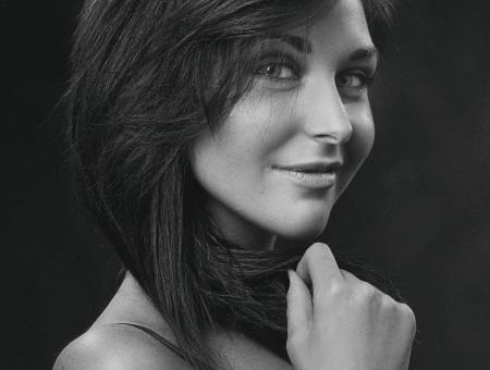 Pretty Girl Smiling - B&W Portrait - Free Stock Photo