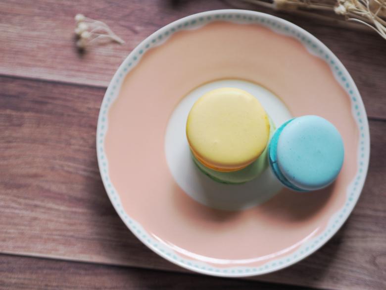 Free stock image of French dessert - three colorful macaroons created by Paramin Juntarakote