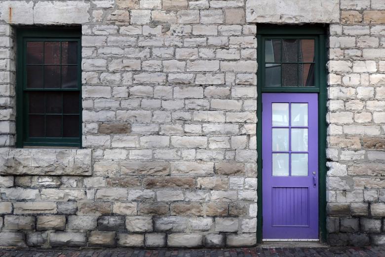 Free stock image of Brick Building - Purple Door created by Jovani