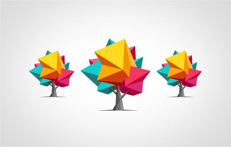 Free stock image of Abstract Colorful Polygonal Trees created by Jack Moreh
