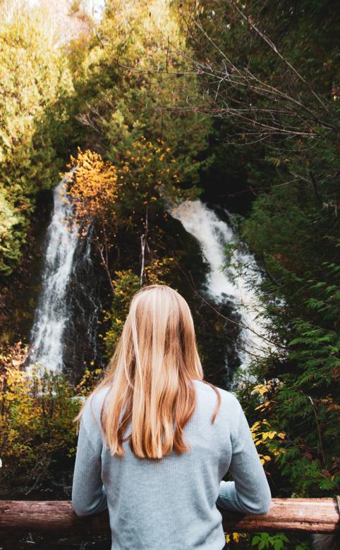 Free stock image of Girl Looking at Waterfalls created by Quentin Lagadic