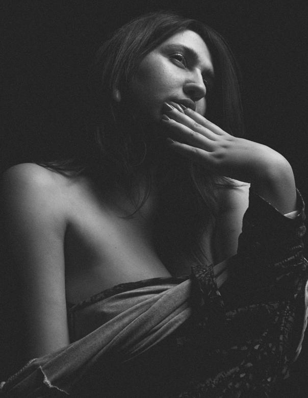 Free stock image of Model Posing - Brunette Portrait - Monochrome created by Alexander Krivitskiy