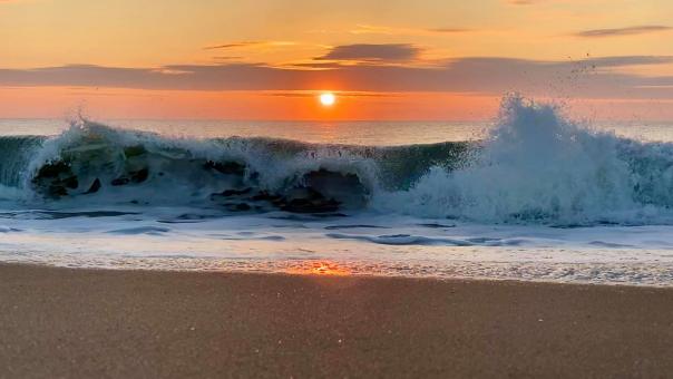 Breaking Waves at Sunset - Free Stock Photo
