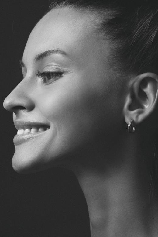 Free stock image of Smiling Girl Profile - Monochrome created by Alexander Krivitskiy