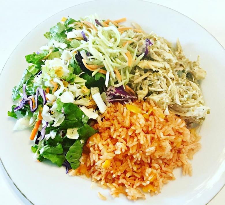 Free stock image of Chicken enchilada with mexican rice and mixed salad created by Vinay  Arora