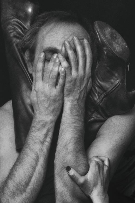 Free stock image of Man Covering Face - Black and White created by Alexander Krivitskiy