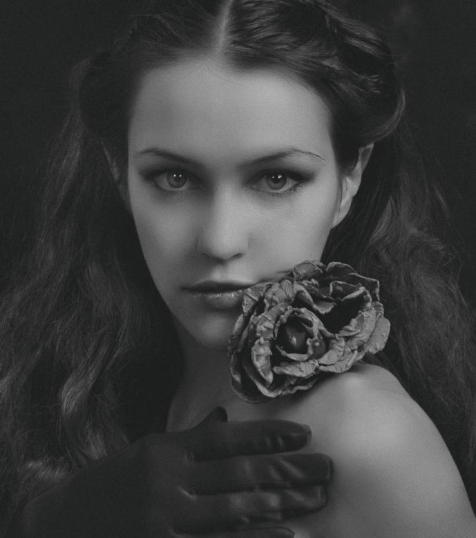 Free stock image of Beautiful Brunette Portrait with Flower created by Alexander Krivitskiy