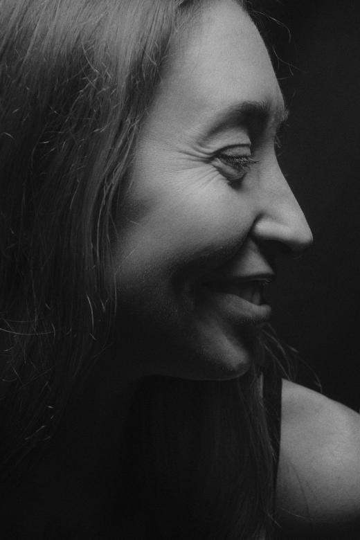 Free stock image of Smiling Girl Side Profile - Monochrome created by Alexander Krivitskiy