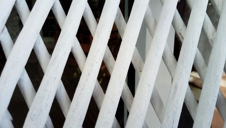 Free stock image of white colored old rattan wood line in diagonal pattern created by Arief Fauzan