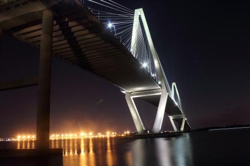 Night view of bridge in Charleston  - Free Stock Photo