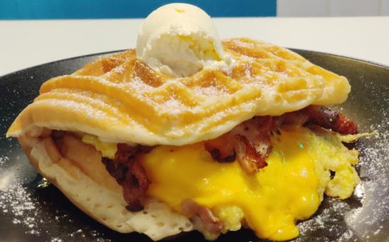 Bacon and egg waffle  - Free Stock Photo