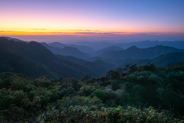 Free stock image of Beautiful colored Landscape during sunset time with mountain range  created by Phiriya Panuthai