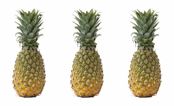 three pineapples on white background - Free Stock Photo