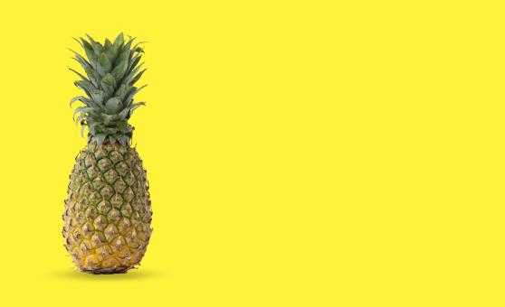 Pineapple on yellow color background - Free Stock Photo